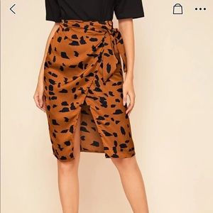 Leopard Dalmatian tiger print side wrap skirt